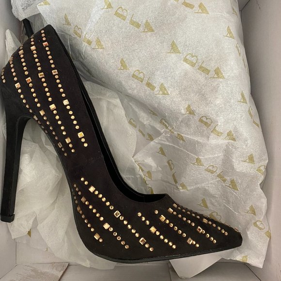 Alba Shoes - Alba, 6.5, Black and Gold